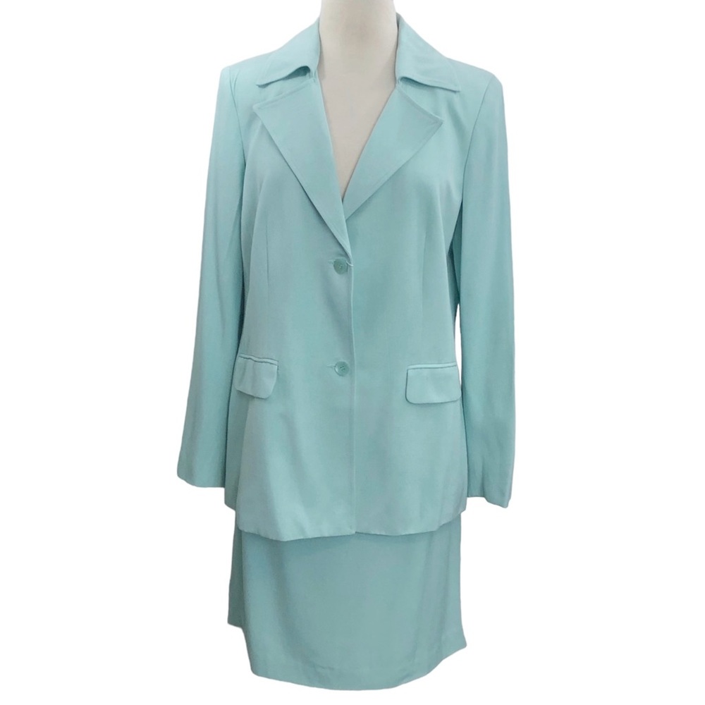 Nicola Made in USA Sea Foam Green Skirt Suit Size 12